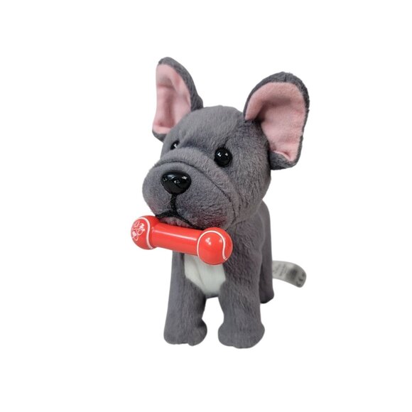 American Girl French Bulldog Pet Plush Gray Posable Magnetic Toy Bone 2017 FDX10 - Picture 11 of 13